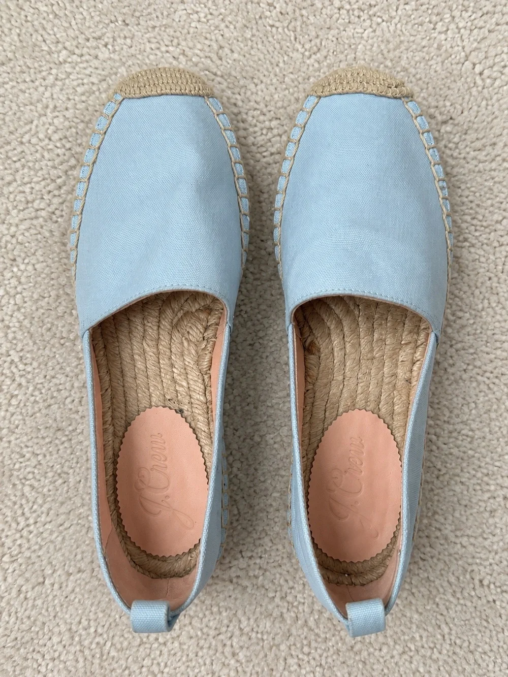 J.Crew NWOT Light Blue Canvas Espadrille Flats Made in Spain Size 7